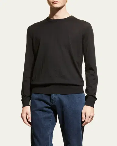 Zegna Men's Cashmere Crewneck Sweater | Thumbnail 4 Zegna Men's Cashmere Crewneck Sweater | Thumbnail 4