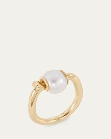 Marla Aaron Pearl Trundle Lock Ring in 18K Yellow | Thumbnail 2 Marla Aaron Pearl Trundle Lock Ring in 18K Yellow | Thumbnail 2