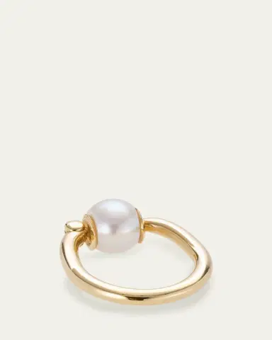 Marla Aaron Pearl Trundle Lock Ring in 18K Yellow | Thumbnail 3 Marla Aaron Pearl Trundle Lock Ring in 18K Yellow | Thumbnail 3