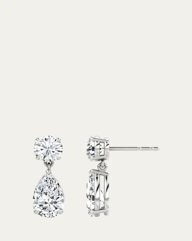 VRAI 14K White Gold Duo Pear Lab Created/ Created Diamond Drop Earrings | Thumbnail 2 VRAI 14K White Gold Duo Pear Lab Created/ Created Diamond Drop Earrings | Thumbnail 2