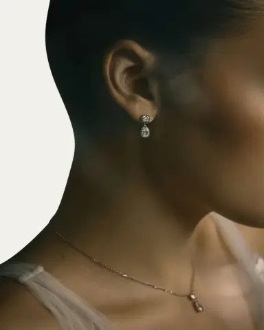 VRAI 14K White Gold Duo Pear Lab Created/ Created Diamond Drop Earrings | Thumbnail 3 VRAI 14K White Gold Duo Pear Lab Created/ Created Diamond Drop Earrings | Thumbnail 3