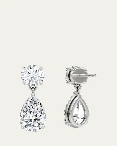 VRAI 14K White Gold Duo Pear Lab Created/ Created Diamond Drop Earrings | Thumbnail 4 VRAI 14K White Gold Duo Pear Lab Created/ Created Diamond Drop Earrings | Thumbnail 4