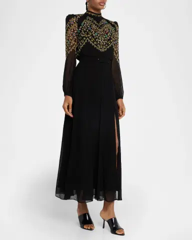 Saloni Jacqui-B Belted Floral Silk Midi Dress | Thumbnail 12 Saloni Jacqui-B Belted Floral Silk Midi Dress | Thumbnail 12