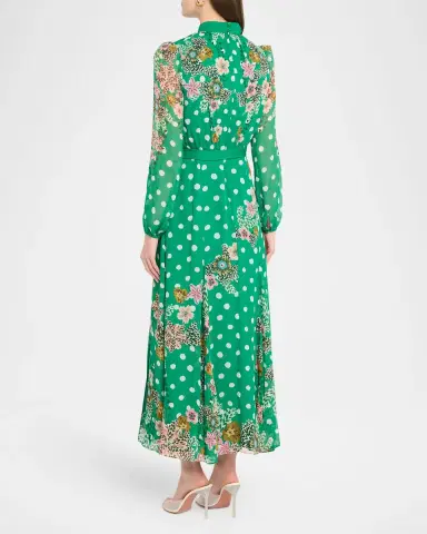 Saloni Jacqui-B Belted Floral Silk Midi Dress | Thumbnail 15 Saloni Jacqui-B Belted Floral Silk Midi Dress | Thumbnail 15