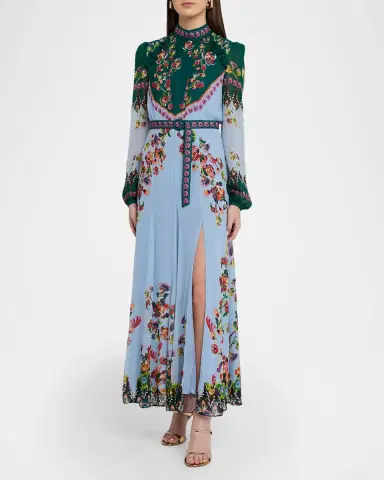 Saloni Jacqui-B Belted Floral Silk Midi Dress | Thumbnail 18 Saloni Jacqui-B Belted Floral Silk Midi Dress | Thumbnail 18