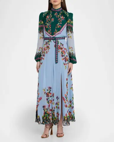 Saloni Jacqui-B Belted Floral Silk Midi Dress | Thumbnail 20 Saloni Jacqui-B Belted Floral Silk Midi Dress | Thumbnail 20