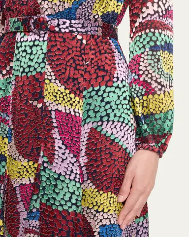 Saloni Jacqui-B Belted Floral Silk Midi Dress | Thumbnail 5 Saloni Jacqui-B Belted Floral Silk Midi Dress | Thumbnail 5