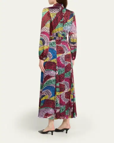 Saloni Jacqui-B Belted Floral Silk Midi Dress | Thumbnail 8 Saloni Jacqui-B Belted Floral Silk Midi Dress | Thumbnail 8