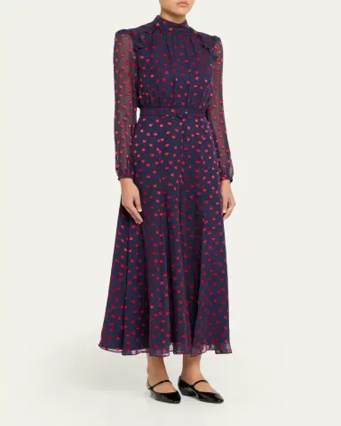 Saloni Jacqui-B Belted Floral Silk Midi Dress | Thumbnail 9 Saloni Jacqui-B Belted Floral Silk Midi Dress | Thumbnail 9