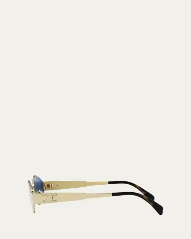 CELINE Triomphe Round Metal & Acetate Sunglasses | Thumbnail 3 CELINE Triomphe Round Metal & Acetate Sunglasses | Thumbnail 3