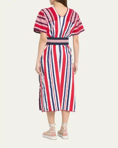 Pippa Holt Three-Panel Striped Embroidered Midi Kaftan | Thumbnail 3 Pippa Holt Three-Panel Striped Embroidered Midi Kaftan | Thumbnail 3