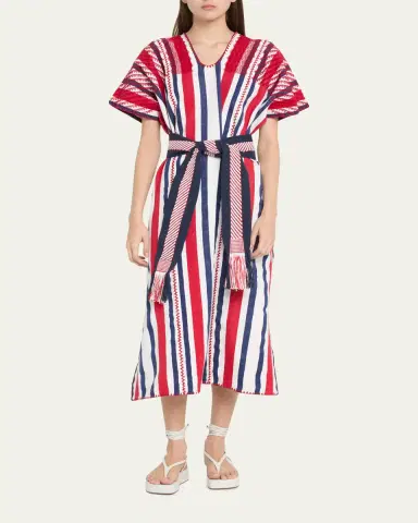 Pippa Holt Three-Panel Striped Embroidered Midi Kaftan | Thumbnail 4 Pippa Holt Three-Panel Striped Embroidered Midi Kaftan | Thumbnail 4