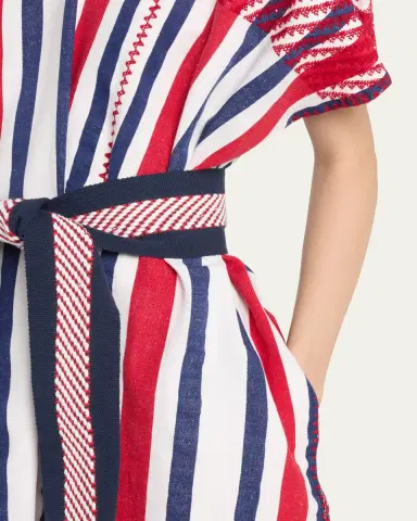 Pippa Holt Three-Panel Striped Embroidered Midi Kaftan | Thumbnail 5 Pippa Holt Three-Panel Striped Embroidered Midi Kaftan | Thumbnail 5