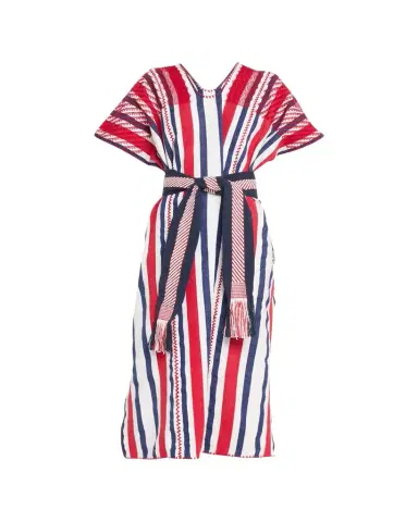 Pippa Holt Three-Panel Striped Embroidered Midi Kaftan | Thumbnail 1 Pippa Holt Three-Panel Striped Embroidered Midi Kaftan | Thumbnail 1