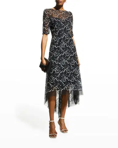 Rickie Freeman for Teri Jon 3D Lace High-Low Cocktail Dress | Thumbnail 2 Rickie Freeman for Teri Jon 3D Lace High-Low Cocktail Dress | Thumbnail 2