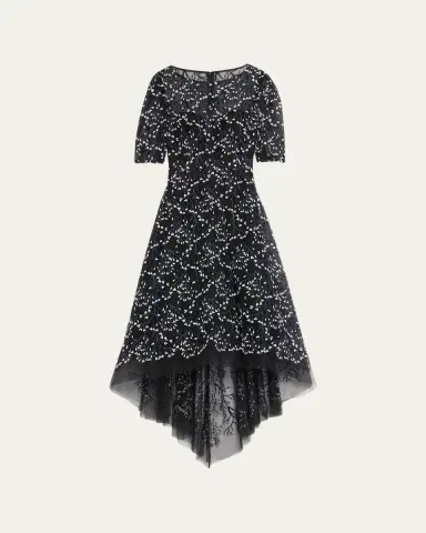 Rickie Freeman for Teri Jon 3D Lace High-Low Cocktail Dress | Thumbnail 5 Rickie Freeman for Teri Jon 3D Lace High-Low Cocktail Dress | Thumbnail 5