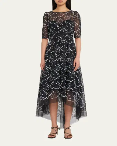 Rickie Freeman for Teri Jon 3D Lace High-Low Cocktail Dress | Thumbnail 6 Rickie Freeman for Teri Jon 3D Lace High-Low Cocktail Dress | Thumbnail 6