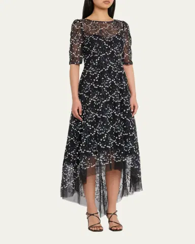 Rickie Freeman for Teri Jon 3D Lace High-Low Cocktail Dress | Thumbnail 8 Rickie Freeman for Teri Jon 3D Lace High-Low Cocktail Dress | Thumbnail 8