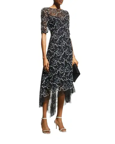 Rickie Freeman for Teri Jon 3D Lace High-Low Cocktail Dress | Thumbnail 1 Rickie Freeman for Teri Jon 3D Lace High-Low Cocktail Dress | Thumbnail 1