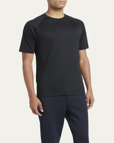 ZEGNA Men's Wool-Stretch Crewneck T-Shirt | Thumbnail 4 ZEGNA Men's Wool-Stretch Crewneck T-Shirt | Thumbnail 4
