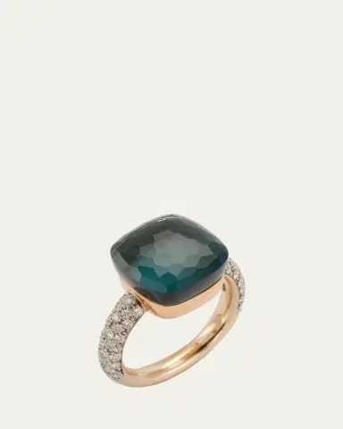 Pomellato Nudo Classic 18k Gold Ring with London Blue Topaz and Diamonds | Thumbnail 3 Pomellato Nudo Classic 18k Gold Ring with London Blue Topaz and Diamonds | Thumbnail 3