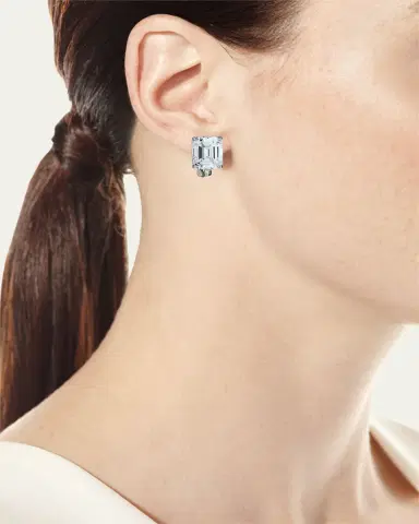 Fantasia by DeSerio Sterling Silver 6.5ct Emerald-Cut Stud Earrings | Thumbnail 2 Fantasia by DeSerio Sterling Silver 6.5ct Emerald-Cut Stud Earrings | Thumbnail 2