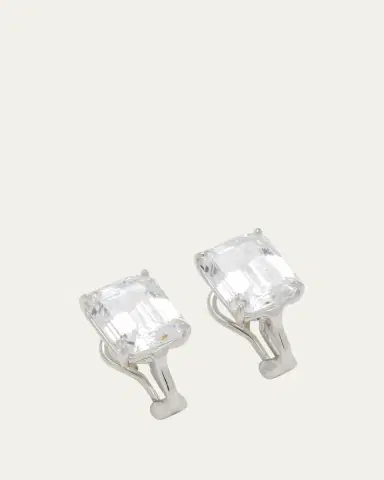 Fantasia by DeSerio Sterling Silver 6.5ct Emerald-Cut Stud Earrings | Thumbnail 3 Fantasia by DeSerio Sterling Silver 6.5ct Emerald-Cut Stud Earrings | Thumbnail 3