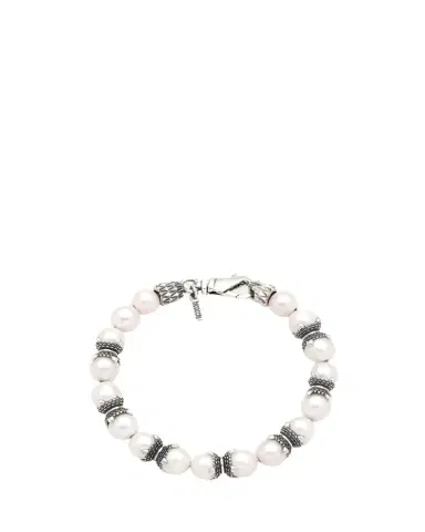 Jan Leslie Men's Sterling Silver and Pearl Beaded Bracelet | Thumbnail 1 Jan Leslie Men's Sterling Silver and Pearl Beaded Bracelet | Thumbnail 1