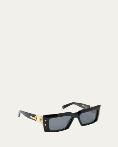 Balmain Imperial Black Acetate & Titanium Rectangle Sunglasses | Thumbnail 2 Balmain Imperial Black Acetate & Titanium Rectangle Sunglasses | Thumbnail 2