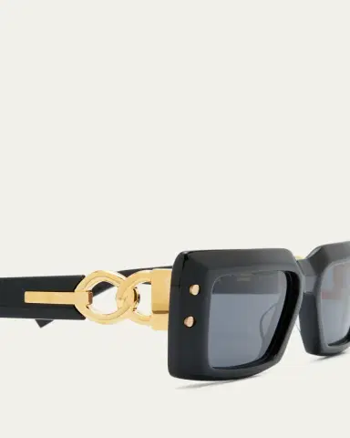 Balmain Imperial Black Acetate & Titanium Rectangle Sunglasses | Thumbnail 4 Balmain Imperial Black Acetate & Titanium Rectangle Sunglasses | Thumbnail 4