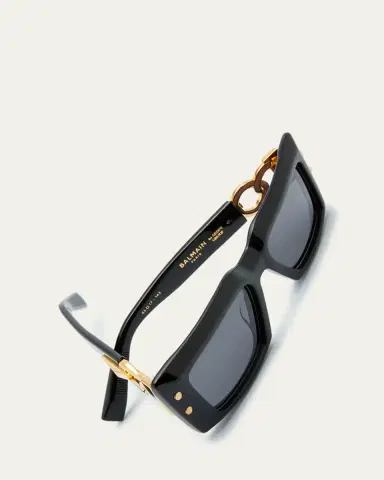 Balmain Imperial Black Acetate & Titanium Rectangle Sunglasses | Thumbnail 5 Balmain Imperial Black Acetate & Titanium Rectangle Sunglasses | Thumbnail 5