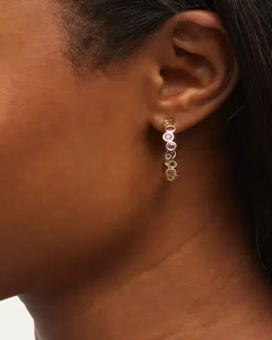 Ippolita 18K Starlet Huggie Earrings with Rainbow Sapphires | Thumbnail 2 Ippolita 18K Starlet Huggie Earrings with Rainbow Sapphires | Thumbnail 2
