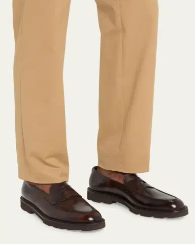 John Lobb Men's Lopez Apron-Toe Leather Penny Loafers | Thumbnail 2 John Lobb Men's Lopez Apron-Toe Leather Penny Loafers | Thumbnail 2