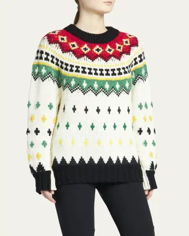 Moncler Intarsia Knit Wool Crewneck | Thumbnail 4 Moncler Intarsia Knit Wool Crewneck | Thumbnail 4