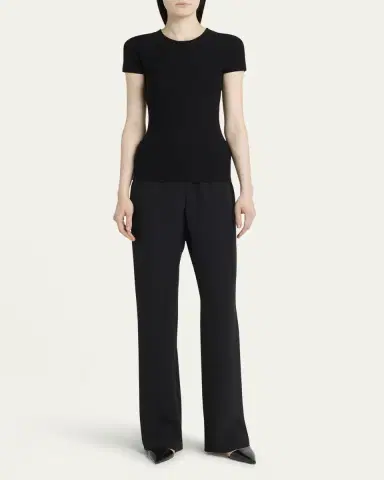 Giorgio Armani Scoop-Neck Short-Sleeve Tee, Black | Thumbnail 2 Giorgio Armani Scoop-Neck Short-Sleeve Tee, Black | Thumbnail 2