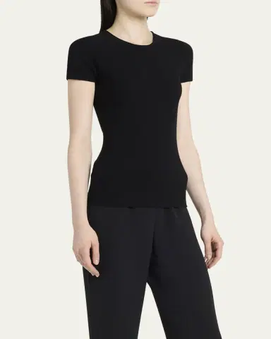 Giorgio Armani Scoop-Neck Short-Sleeve Tee, Black | Thumbnail 4 Giorgio Armani Scoop-Neck Short-Sleeve Tee, Black | Thumbnail 4