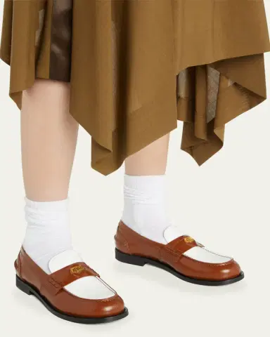 Miu Miu Bicolor Calfskin Penny Loafers | Thumbnail 2 Miu Miu Bicolor Calfskin Penny Loafers | Thumbnail 2