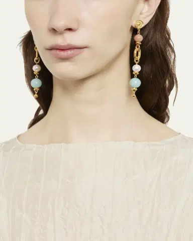 ben-amun Pearly, Rose Quartz and Amazonite Earrings | Thumbnail 2 ben-amun Pearly, Rose Quartz and Amazonite Earrings | Thumbnail 2