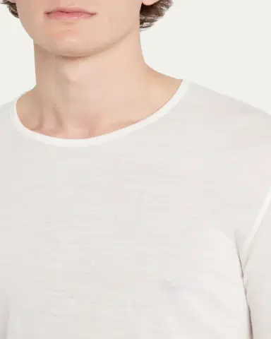 Zimmerli Men's Wool-Silk Crewneck T-Shirt | Thumbnail 5 Zimmerli Men's Wool-Silk Crewneck T-Shirt | Thumbnail 5