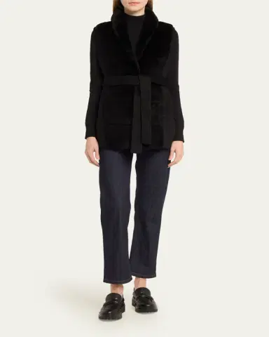 Gorski Reversible Shearling Vest with Belt | Thumbnail 2 Gorski Reversible Shearling Vest with Belt | Thumbnail 2