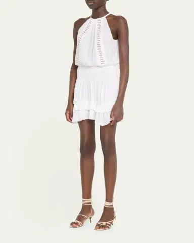 Ramy Brook Delfina Embellished Smocked Halter Mini Dress | Thumbnail 4 Ramy Brook Delfina Embellished Smocked Halter Mini Dress | Thumbnail 4