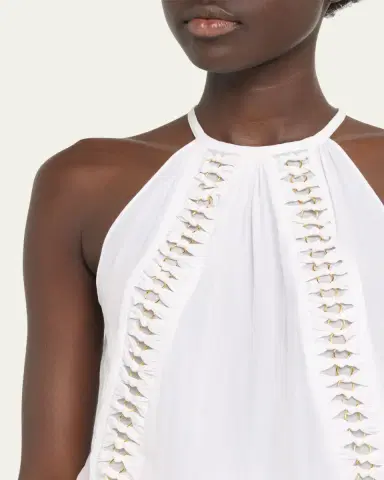 Ramy Brook Delfina Embellished Smocked Halter Mini Dress | Thumbnail 5 Ramy Brook Delfina Embellished Smocked Halter Mini Dress | Thumbnail 5