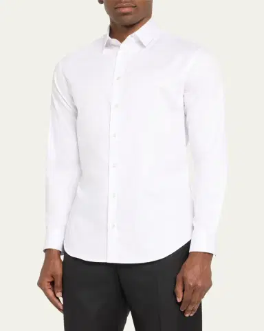 Giorgio Armani Men's Solid Cotton Sport Shirt | Thumbnail 4 Giorgio Armani Men's Solid Cotton Sport Shirt | Thumbnail 4