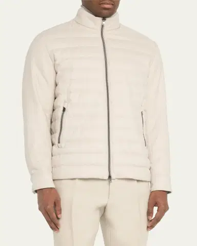 HERNO Men's Padded Silk-Cashmere Zip Jacket | Thumbnail 4 HERNO Men's Padded Silk-Cashmere Zip Jacket | Thumbnail 4