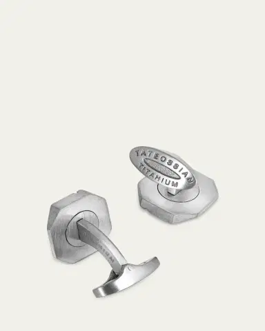 Tateossian Men's Brushed Titanium Octogonal Cufflinks with Diamonds | Thumbnail 3 Tateossian Men's Brushed Titanium Octogonal Cufflinks with Diamonds | Thumbnail 3