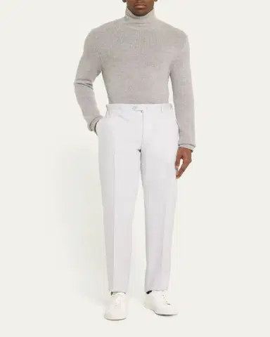 Cesare Attolini Men's Luxe Twill Flat-Front Trousers | Thumbnail 7 Cesare Attolini Men's Luxe Twill Flat-Front Trousers | Thumbnail 7