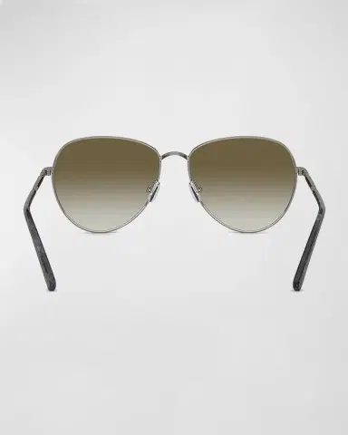 Brunello Cucinelli Oversized Titanium & Plastic Aviator Sunglasses | Thumbnail 2 Brunello Cucinelli Oversized Titanium & Plastic Aviator Sunglasses | Thumbnail 2