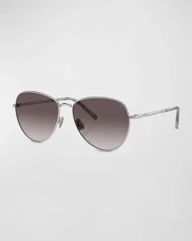 Brunello Cucinelli Oversized Titanium & Plastic Aviator Sunglasses | Thumbnail 14 Brunello Cucinelli Oversized Titanium & Plastic Aviator Sunglasses | Thumbnail 14
