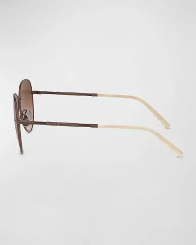 Brunello Cucinelli Oversized Titanium & Plastic Aviator Sunglasses | Thumbnail 16 Brunello Cucinelli Oversized Titanium & Plastic Aviator Sunglasses | Thumbnail 16