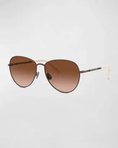 Brunello Cucinelli Oversized Titanium & Plastic Aviator Sunglasses | Thumbnail 17 Brunello Cucinelli Oversized Titanium & Plastic Aviator Sunglasses | Thumbnail 17